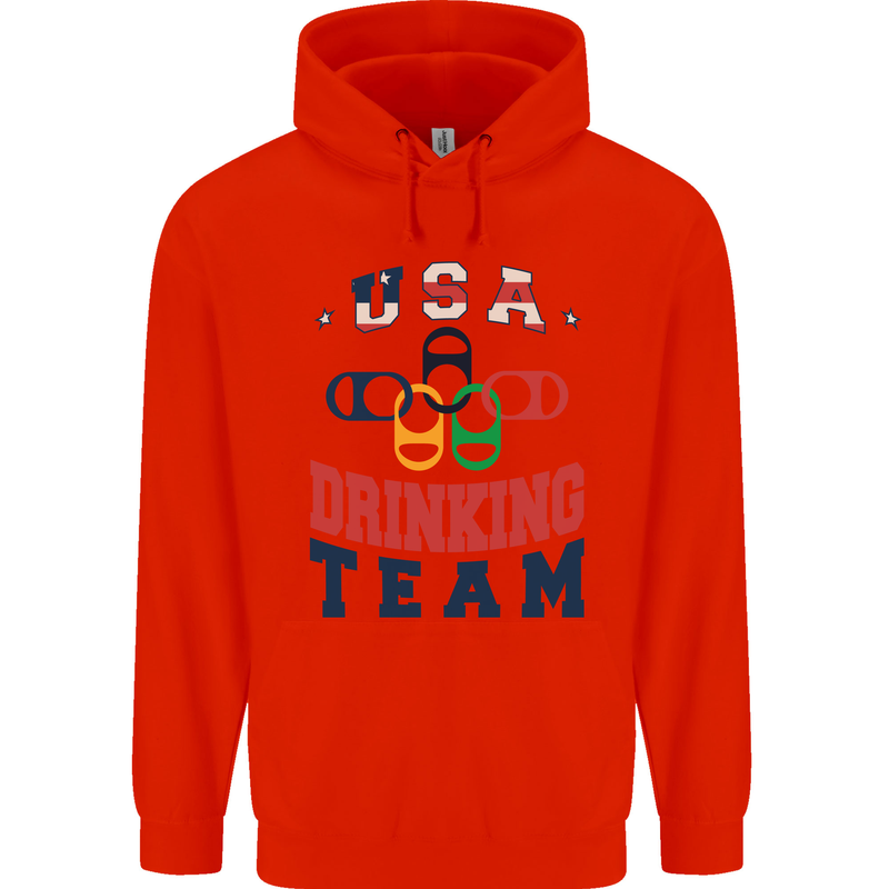 USA Drinking Team Funny Bachelor Party Beer Childrens Kids Hoodie Bright Red