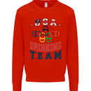 USA Drinking Team Funny Bachelor Party Beer Kids Sweatshirt Jumper Bright Red