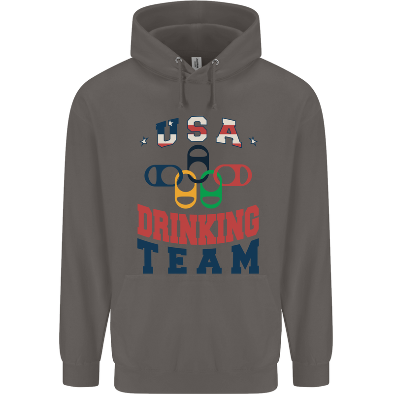 USA Drinking Team Funny Bachelor Party Beer Mens 80% Cotton Hoodie Charcoal