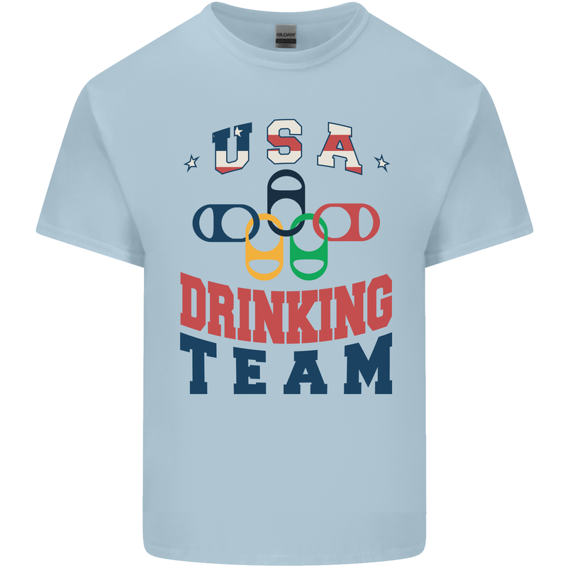 USA Drinking Team Funny Bachelor Party Beer Mens Cotton T-Shirt Tee Top Light Blue