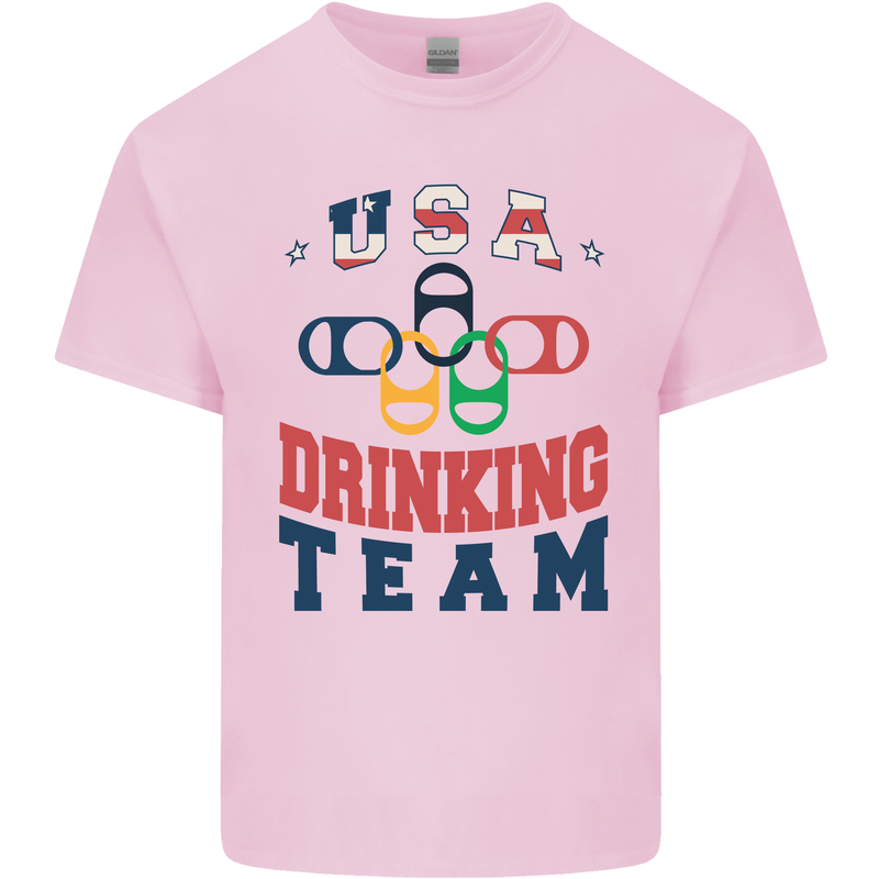 USA Drinking Team Funny Bachelor Party Beer Mens Cotton T-Shirt Tee Top Light Pink