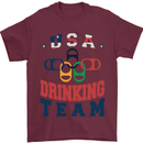 USA Drinking Team Funny Bachelor Party Beer Mens T-Shirt 100% Cotton Maroon