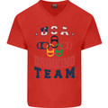 USA Drinking Team Funny Bachelor Party Beer Mens V-Neck Cotton T-Shirt Red