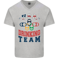 USA Drinking Team Funny Bachelor Party Beer Mens V-Neck Cotton T-Shirt Sports Grey
