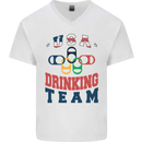 USA Drinking Team Funny Bachelor Party Beer Mens V-Neck Cotton T-Shirt White