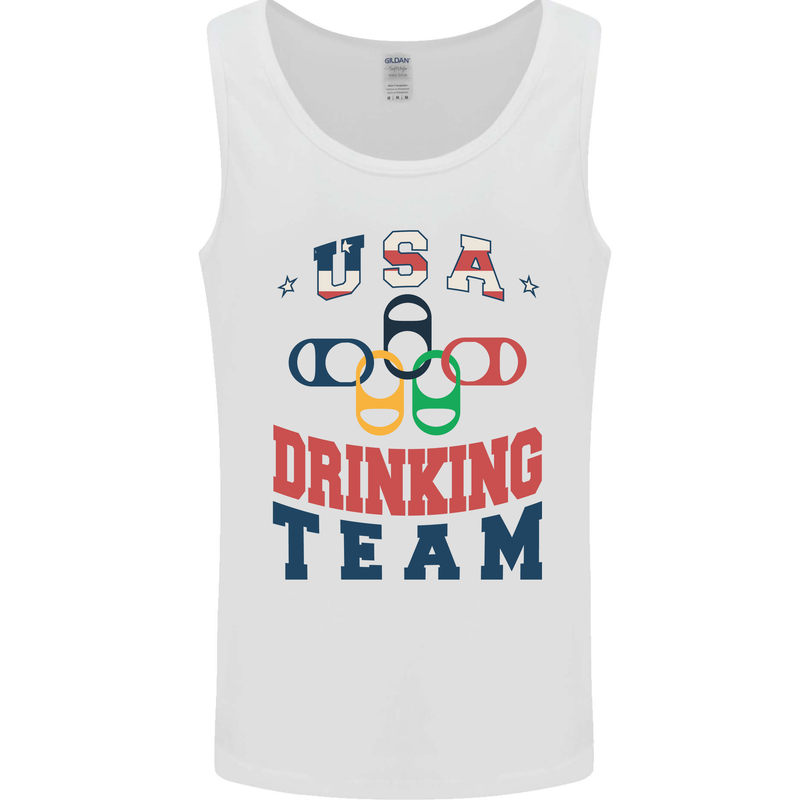 USA Drinking Team Funny Bachelor Party Beer Mens Vest Tank Top White