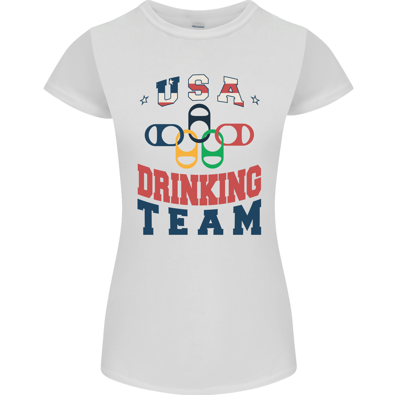 USA Drinking Team Funny Bachelor Party Beer Womens Petite Cut T-Shirt White