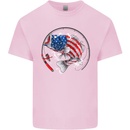 USA Fishing Flag American Fisherman Kids T-Shirt Childrens Light Pink