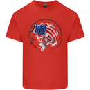USA Fishing Flag American Fisherman Kids T-Shirt Childrens Red