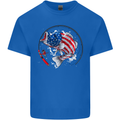 USA Fishing Flag American Fisherman Kids T-Shirt Childrens Royal Blue