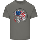 USA Fishing Flag American Fisherman Mens Cotton T-Shirt Tee Top Charcoal
