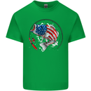 USA Fishing Flag American Fisherman Mens Cotton T-Shirt Tee Top Irish Green