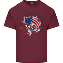 USA Fishing Flag American Fisherman Mens Cotton T-Shirt Tee Top Maroon
