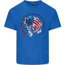 USA Fishing Flag American Fisherman Mens Cotton T-Shirt Tee Top Royal Blue
