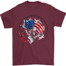 USA Fishing Flag American Fisherman Mens T-Shirt 100% Cotton Maroon