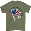 USA Fishing Flag American Fisherman Mens T-Shirt 100% Cotton Military Green
