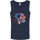 USA Fishing Flag American Fisherman Mens Vest Tank Top Navy Blue