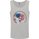USA Fishing Flag American Fisherman Mens Vest Tank Top Sports Grey