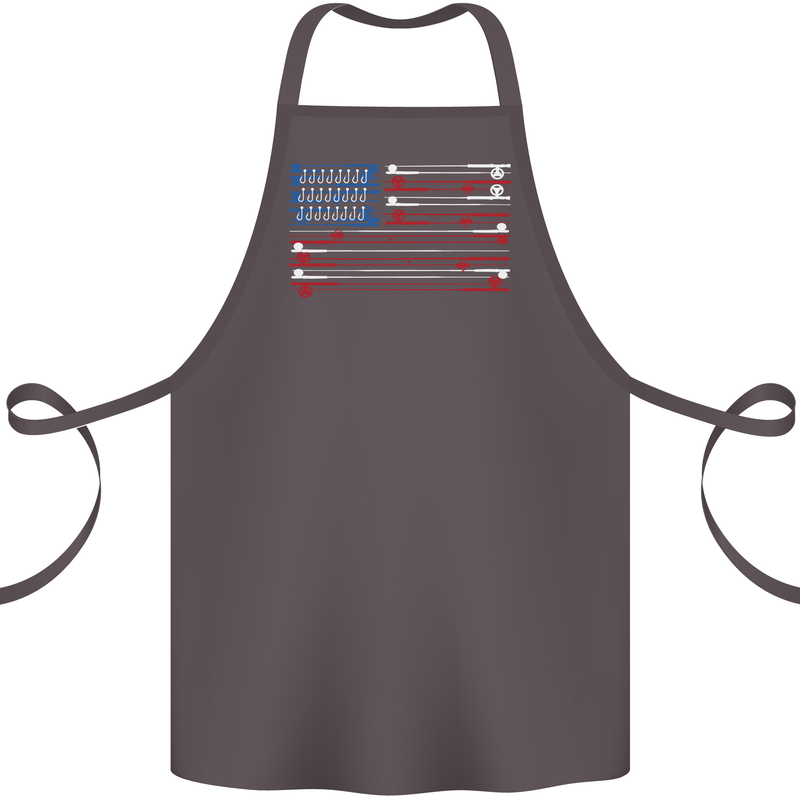 USA Fishing Flag Fisherman American Cotton Apron 100% Organic Dark Grey