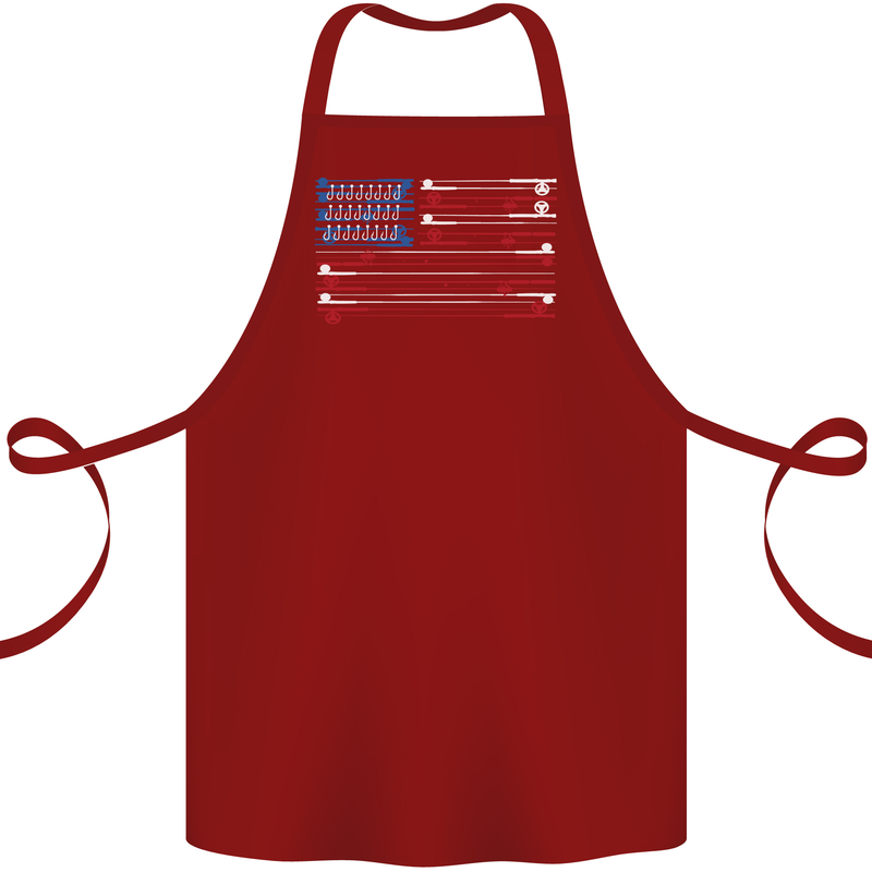 USA Fishing Flag Fisherman American Cotton Apron 100% Organic Maroon