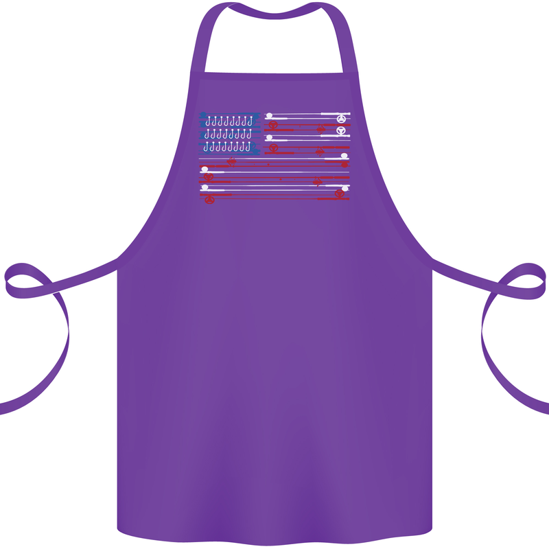 USA Fishing Flag Fisherman American Cotton Apron 100% Organic Purple