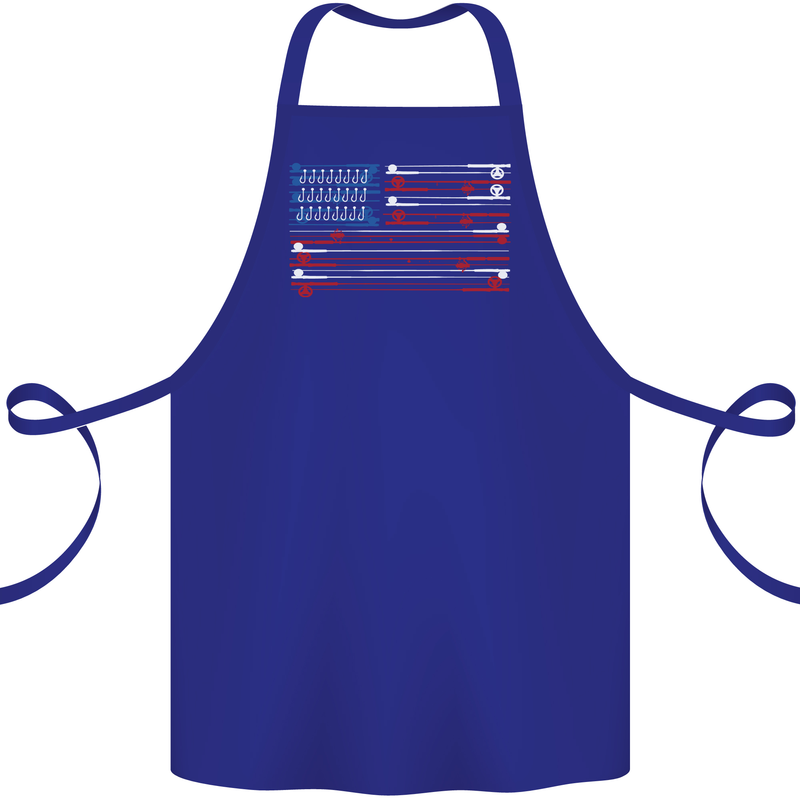 USA Fishing Flag Fisherman American Cotton Apron 100% Organic Royal Blue
