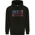 USA Fishing Flag Fisherman American Mens 80% Cotton Hoodie Black