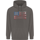 USA Fishing Flag Fisherman American Mens 80% Cotton Hoodie Charcoal