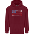 USA Fishing Flag Fisherman American Mens 80% Cotton Hoodie Maroon