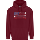 USA Fishing Flag Fisherman American Mens 80% Cotton Hoodie Maroon