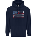 USA Fishing Flag Fisherman American Mens 80% Cotton Hoodie Navy Blue