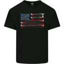 USA Fishing Flag Fisherman American Mens Cotton T-Shirt Tee Top Black