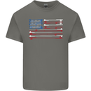 USA Fishing Flag Fisherman American Mens Cotton T-Shirt Tee Top Charcoal