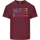 USA Fishing Flag Fisherman American Mens Cotton T-Shirt Tee Top Maroon