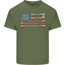 USA Fishing Flag Fisherman American Mens Cotton T-Shirt Tee Top Military Green
