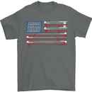 USA Fishing Flag Fisherman American Mens T-Shirt 100% Cotton Charcoal