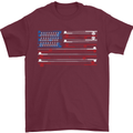 USA Fishing Flag Fisherman American Mens T-Shirt 100% Cotton Maroon