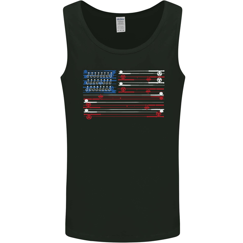 USA Fishing Flag Fisherman American Mens Vest Tank Top Black
