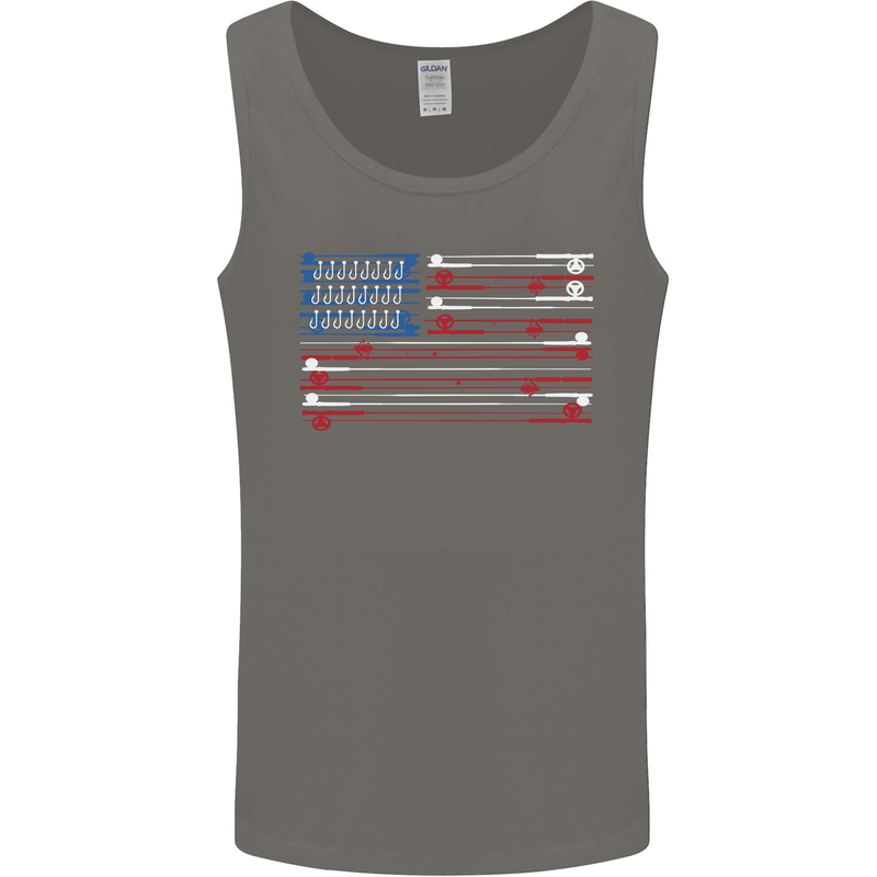 USA Fishing Flag Fisherman American Mens Vest Tank Top Charcoal