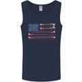 USA Fishing Flag Fisherman American Mens Vest Tank Top Navy Blue