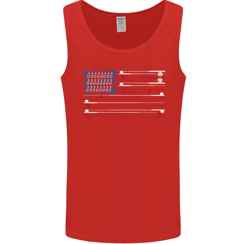 USA Fishing Flag Fisherman American Mens Vest Tank Top Red