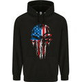 USA Flag Skull Gym MMA Biker America Mens 80% Cotton Hoodie Black