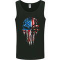 USA Flag Skull Gym MMA Biker America Mens Vest Tank Top Black