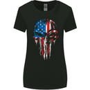 USA Flag Skull Gym MMA Biker America Womens Wider Cut T-Shirt Black