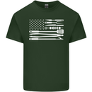 USA Grill Flag America BBQ Food Mens Cotton T-Shirt Tee Top Forest Green