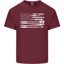 USA Grill Flag America BBQ Food Mens Cotton T-Shirt Tee Top Maroon
