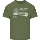 USA Grill Flag America BBQ Food Mens Cotton T-Shirt Tee Top Military Green