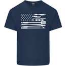 USA Grill Flag America BBQ Food Mens Cotton T-Shirt Tee Top Navy Blue