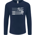 USA Grill Flag America BBQ Food Mens Long Sleeve T-Shirt Navy Blue