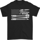 USA Grill Flag America BBQ Food Mens T-Shirt 100% Cotton Black
